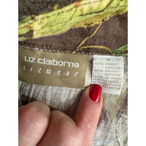 Liz Claiborne Hawaiian Linen Vintage‎ Maxi Skirt Tie Closure Womens Size M Brown - Picture 3 of 7